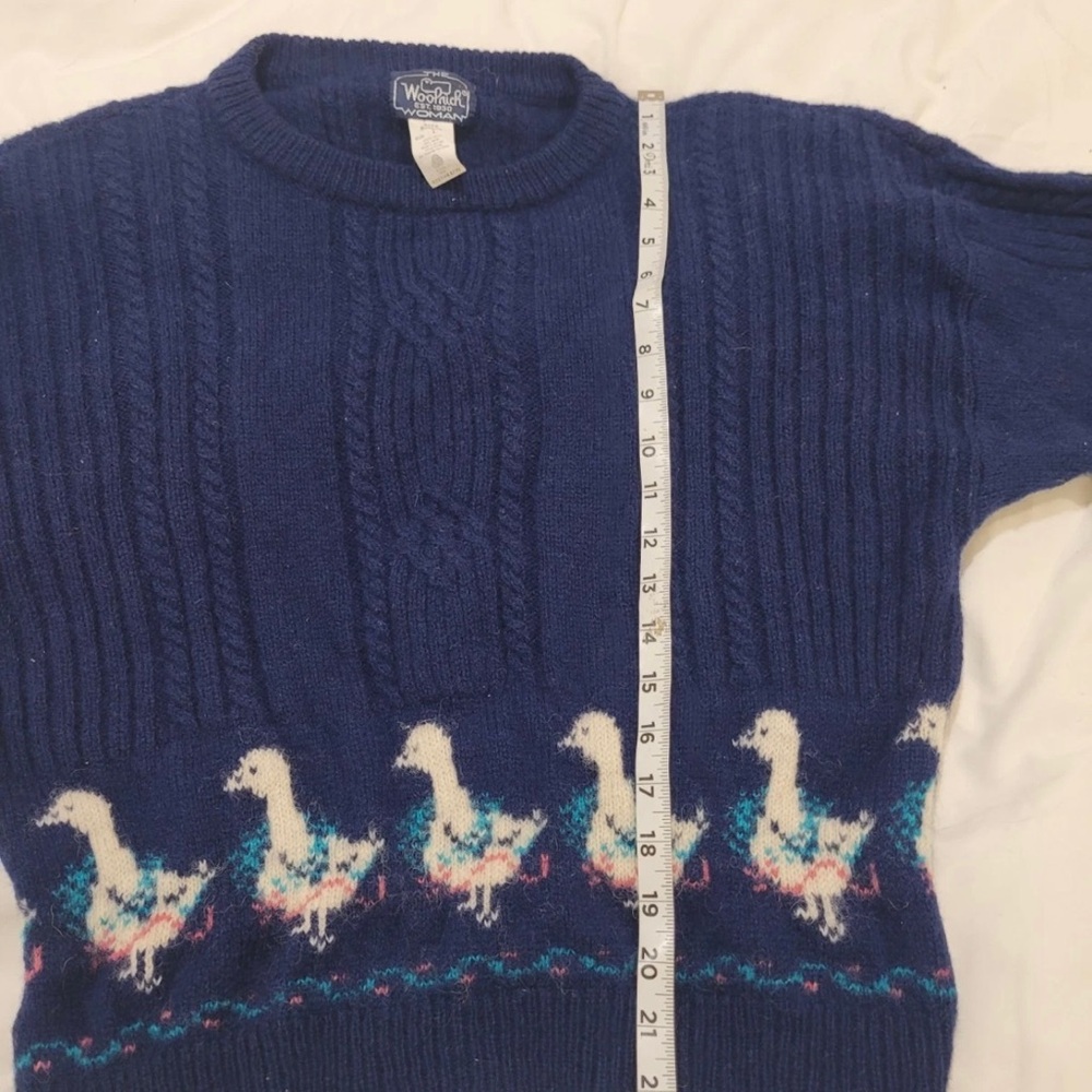 Super RARE Woolrich Vintage Blue Sweater 100% wool Geese Design - Picture 4 of 9